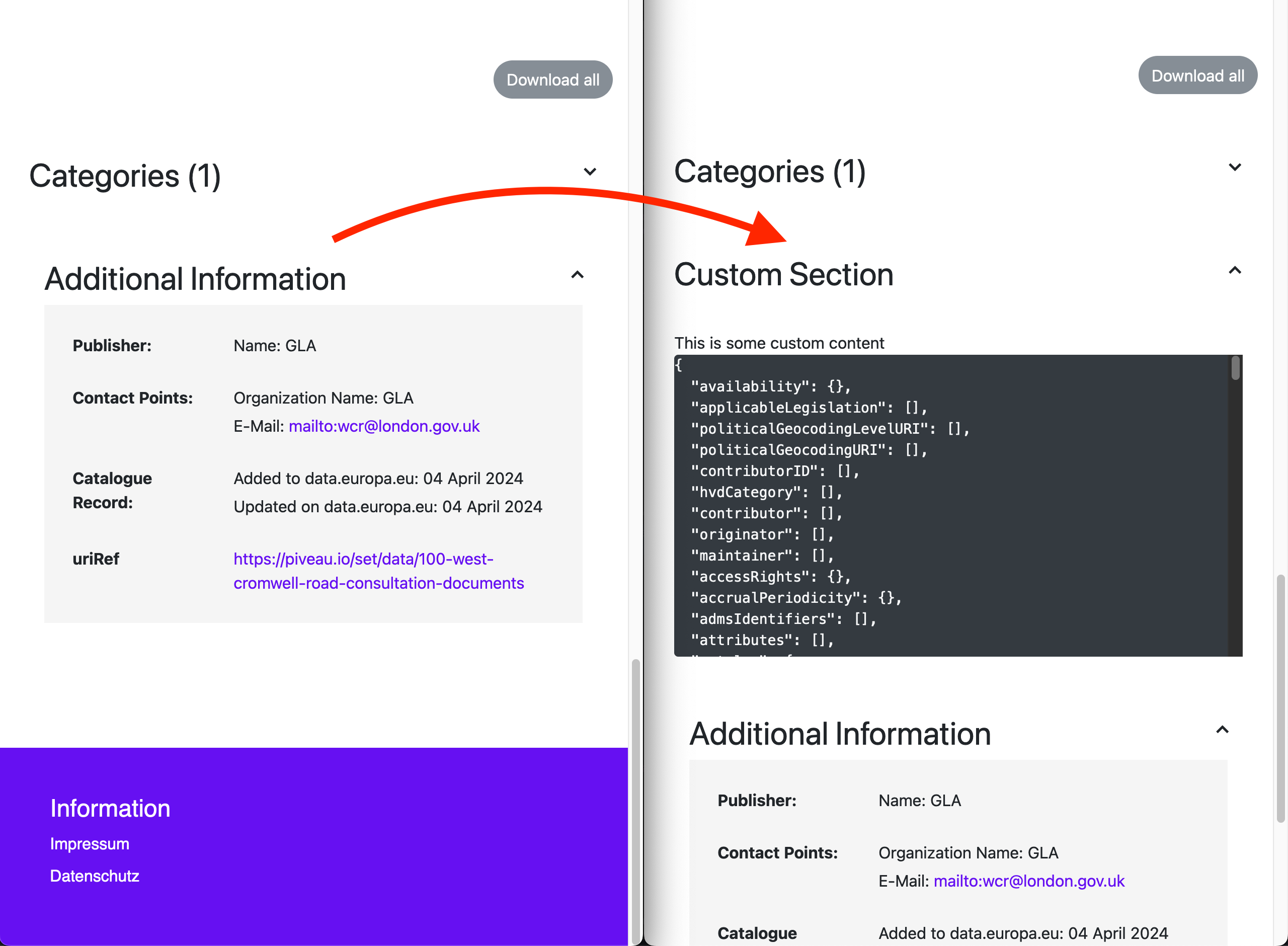 Adding an additional section - before and after